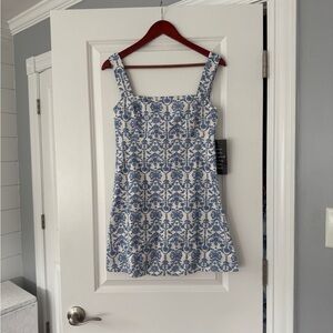 Hyacinth House blue and white Volos mini dress xs